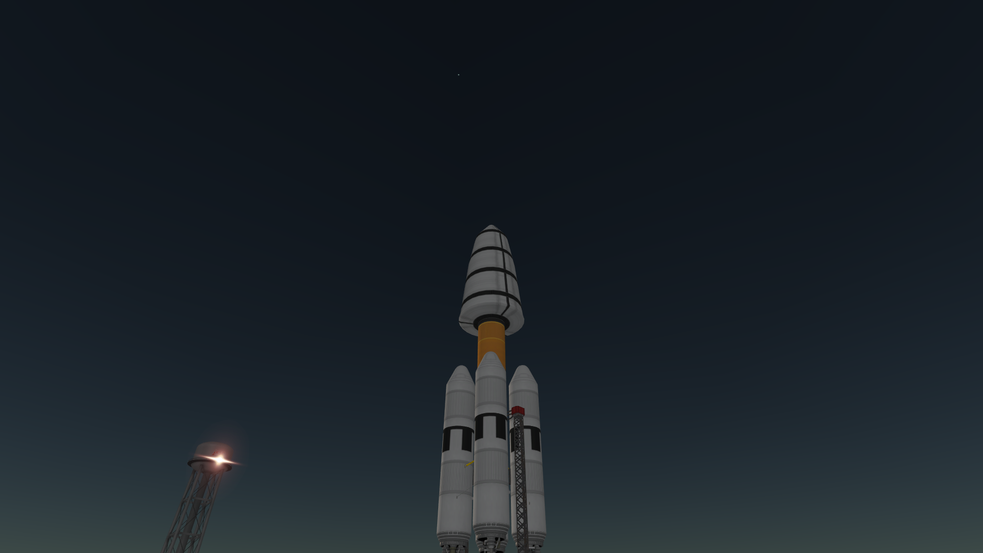 Picture of the launchpad with a rocket on it